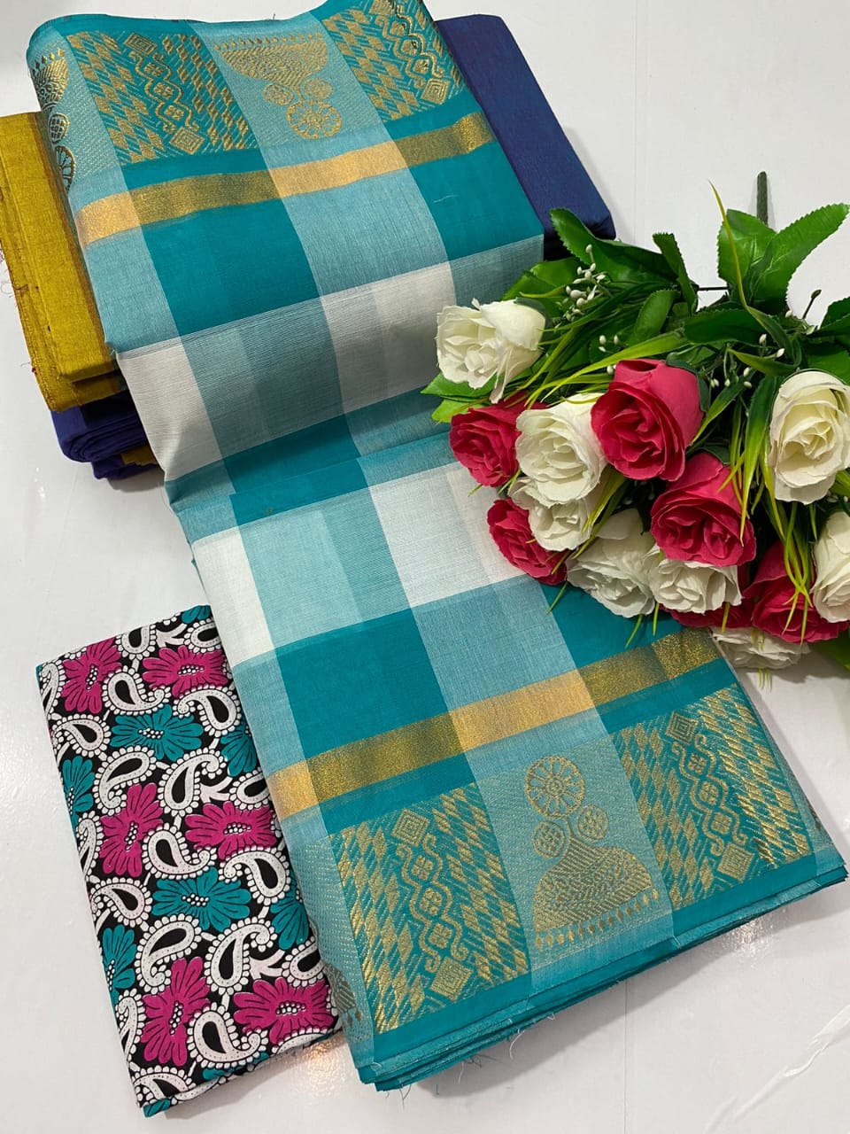 Chettinad  Checked Cotton Sarees - SH1010