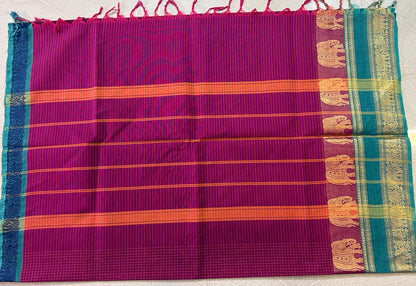 Kanchi Cotton Korvai Kattam Sarees - SH1012