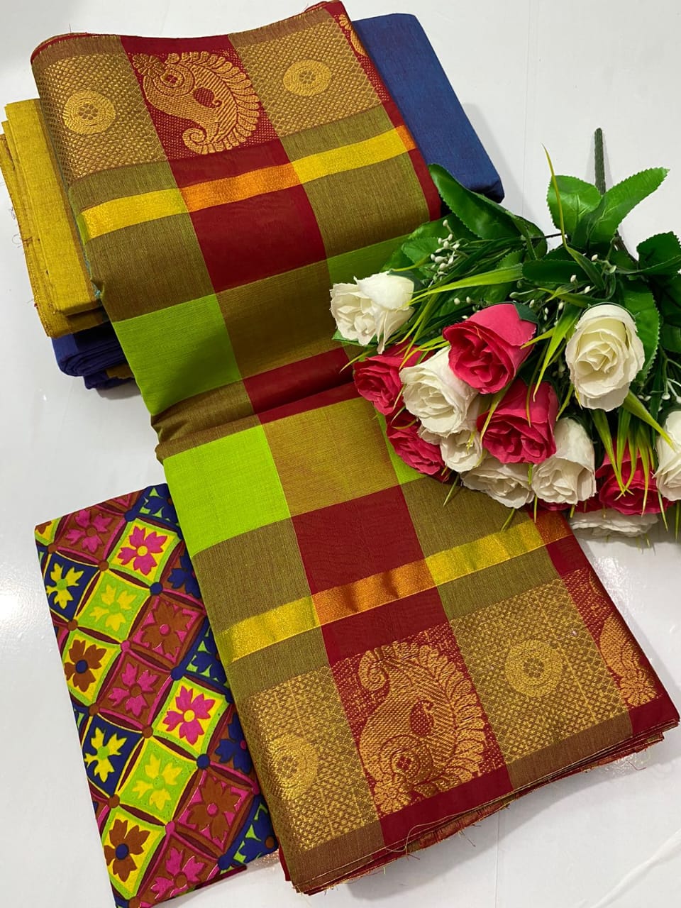 Chettinad  Checked Cotton Sarees - SH1010