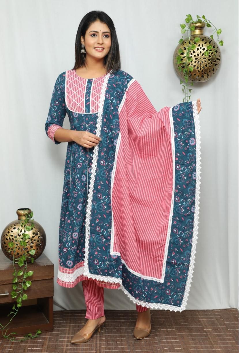 Casual Cotton Kurta Sets for Women-SHKS1109