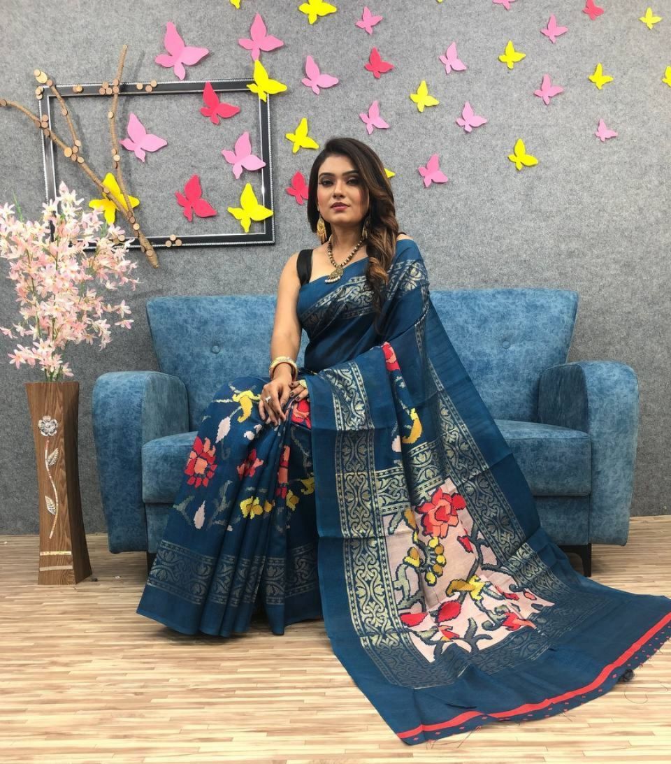 Soft Linen Saree Collections - SH0616