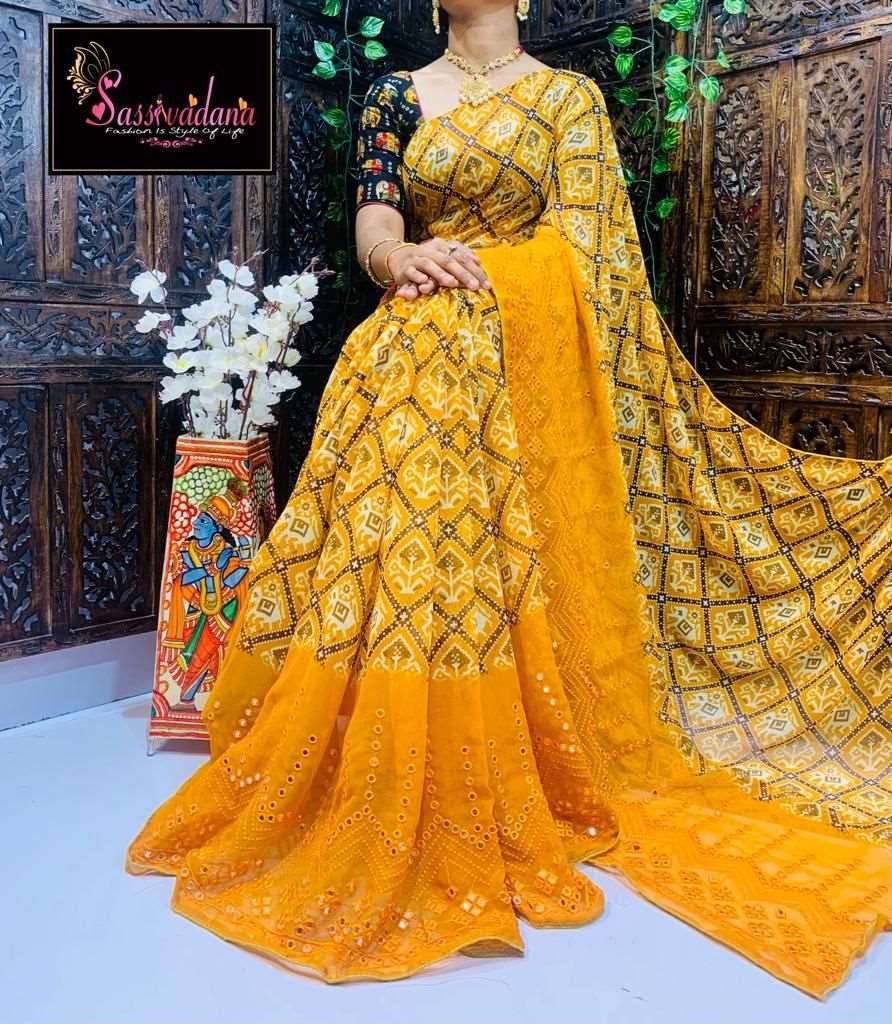 Beautiful Patola Print Georgette Saree Collections -SH0631