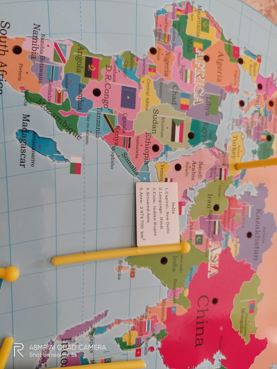 Wooden World Map with flags for Kids-SHTM1085