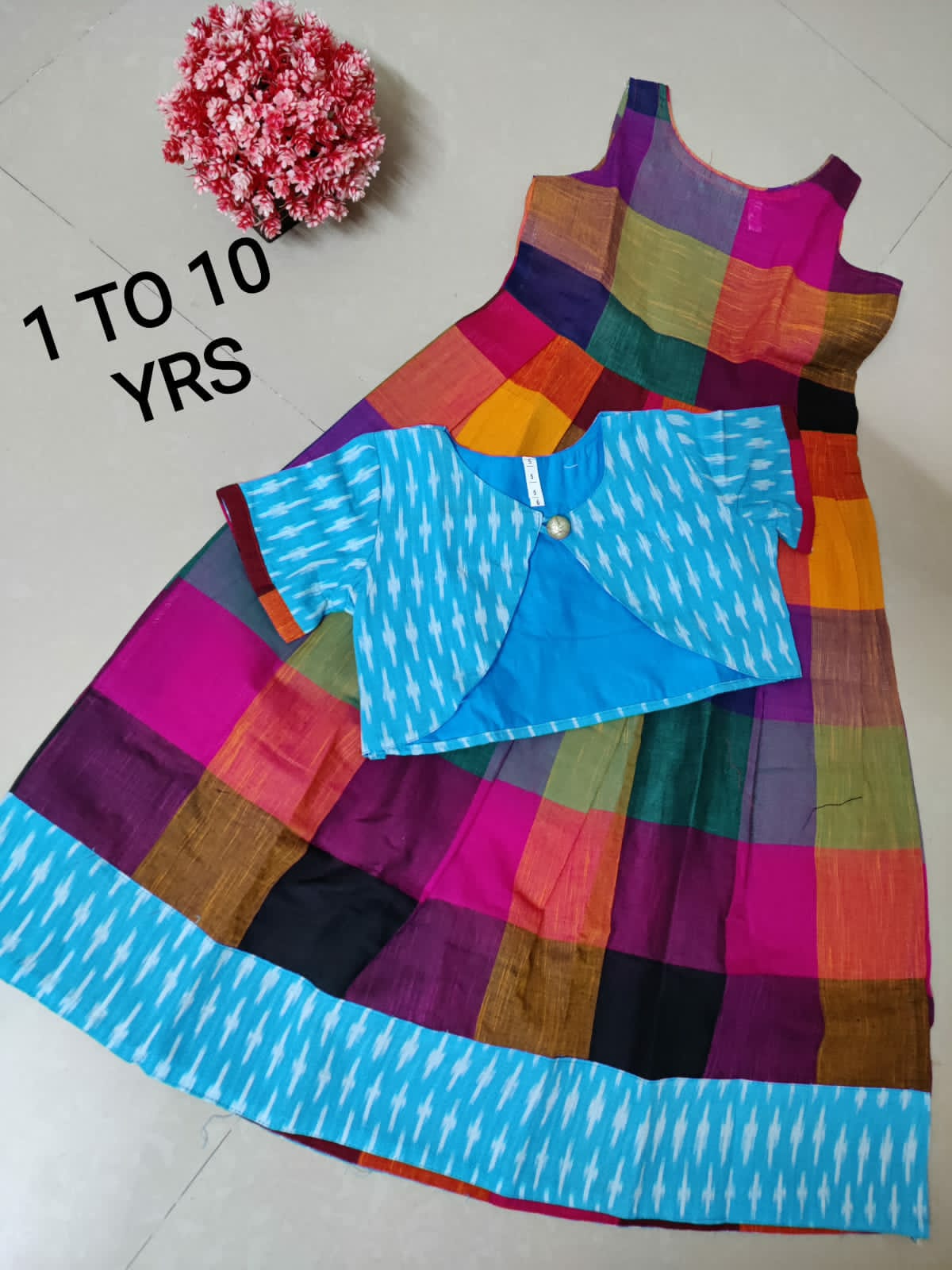 Handloom Fusion Frocks for Girls-SHG1063