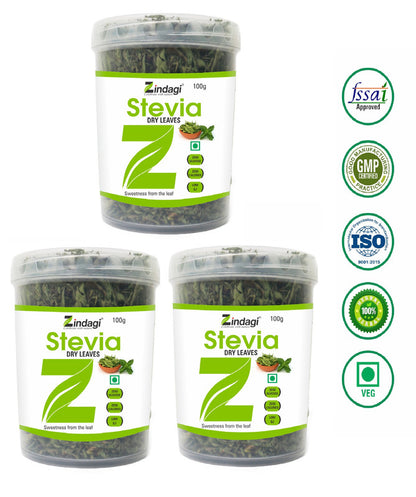 Zindagi Stevia Dry Leaves - Natural Stevia Leaf - Sugar-Free Stevia Sweetener (100 gm) - SHTZ1008