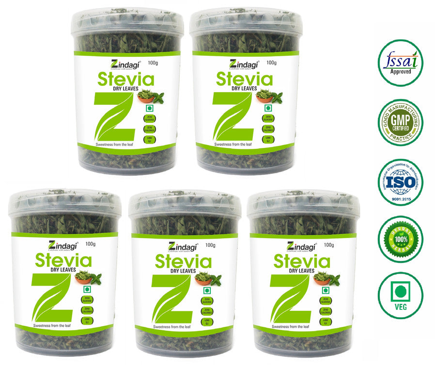 Zindagi Stevia Dry Leaves - Natural Stevia Leaf - Sugar-Free Stevia Sweetener (100 gm) - SHTZ1008