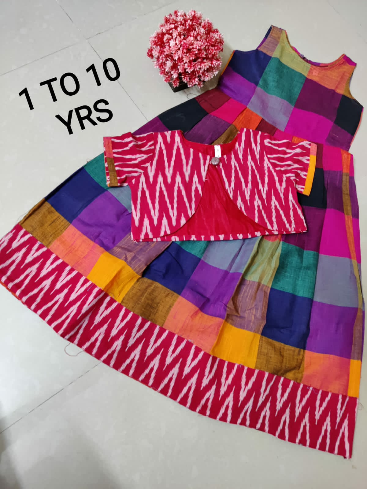 Handloom Fusion Frocks for Girls-SHG1063