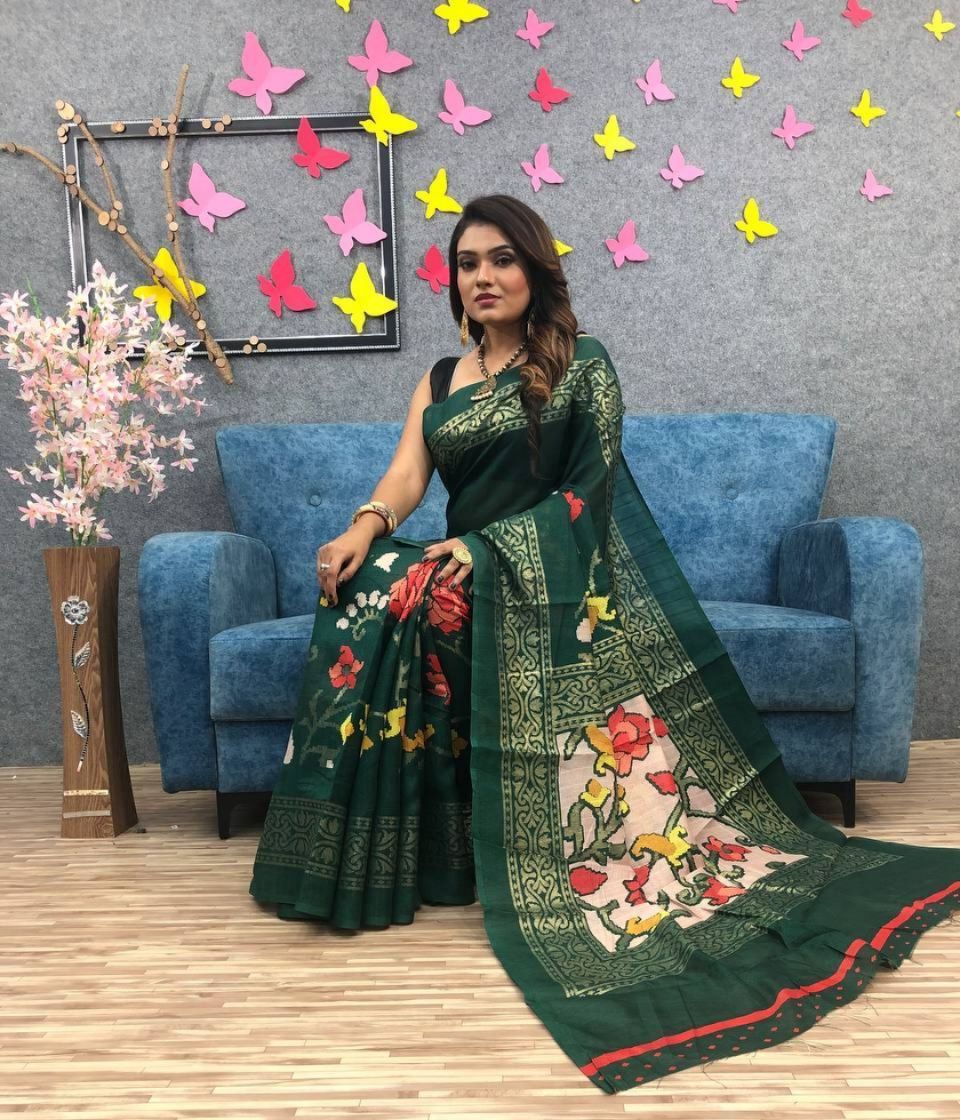 Soft Linen Saree Collections - SH0616