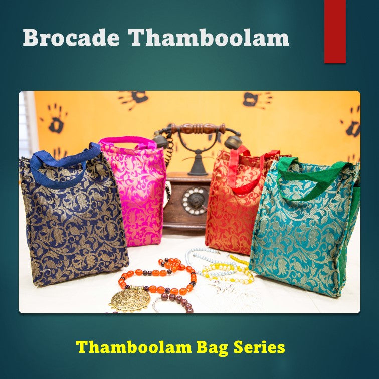 Brocade Thambulam Velcro Closure Bags-SHB1026