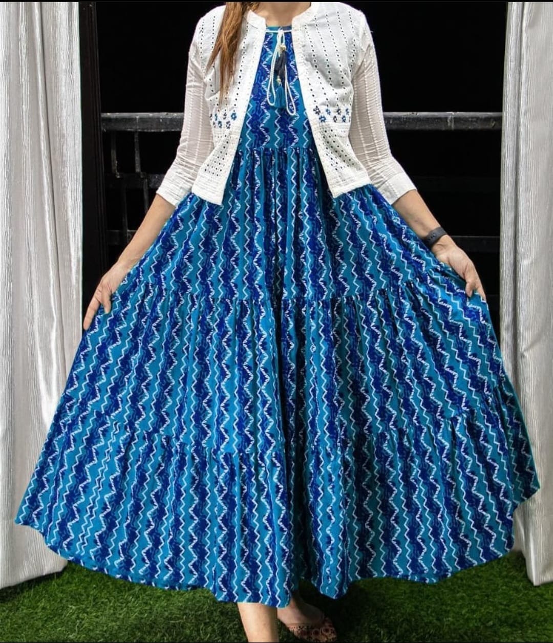 Premium Rayon Gown With Jacket for Women-SHK1127