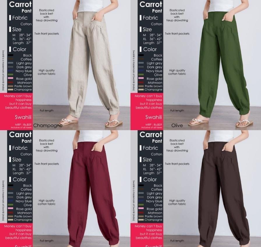 Women's Cotton Carrot Pants-SHBW1087