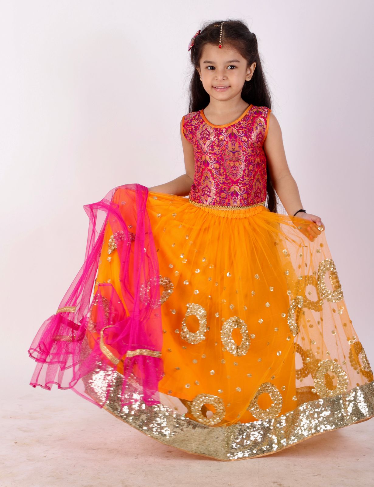 Buy Enchanting Girls Floral Printed Ready To Wear Lehenga Choli– Inddus.in