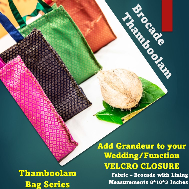 Brocade Thambulam Velcro Closure Bags-SHB1026