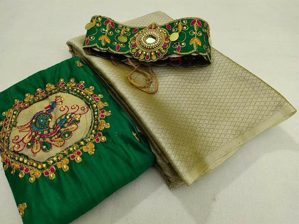 Chiffon Leaf Saree Collections-SH0593