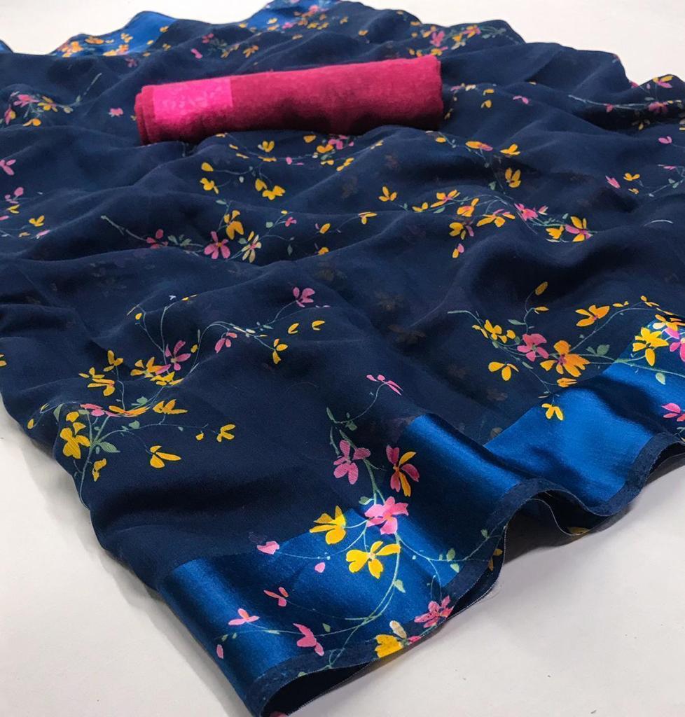 Linen Printed Cotton Sarees-SH0579