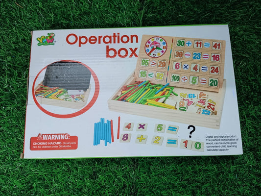 Wooden Computation Operation Study Box for Basic Math Calculations for Kids, Multicolor - SHTM1014