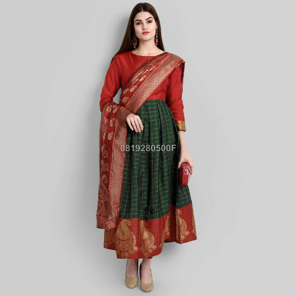 Ethnic Banarasi Kurta Set for Women-SHKS1155