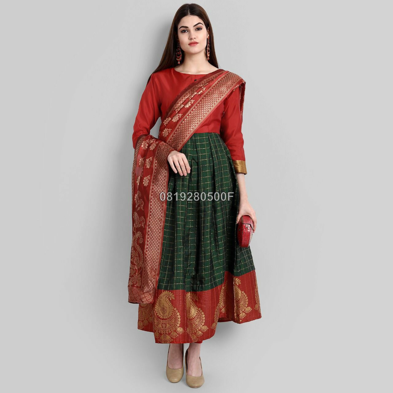 Ethnic Banarasi Kurta Set for Women-SHKS1155