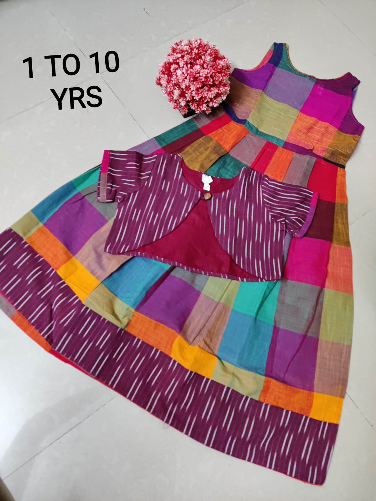 Handloom Fusion Frocks for Girls-SHG1063