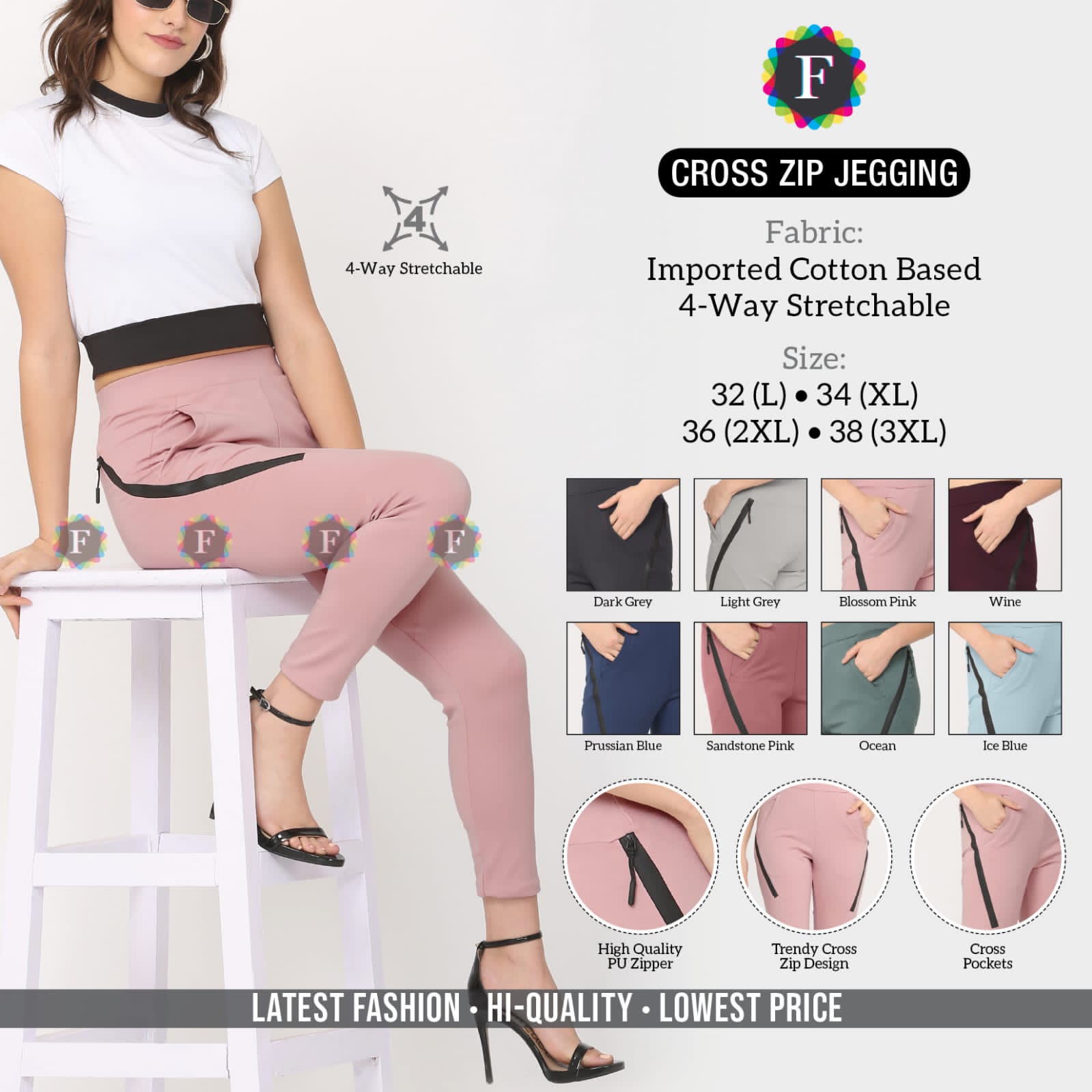 Stylish Cross Zip Jeggings -SHBW1090
