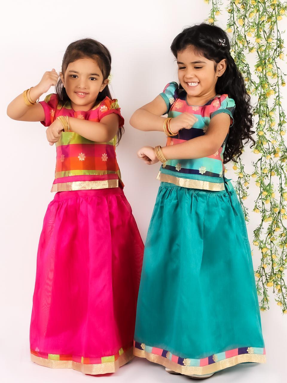 Silk Skirt Set for Girls-SHG1064