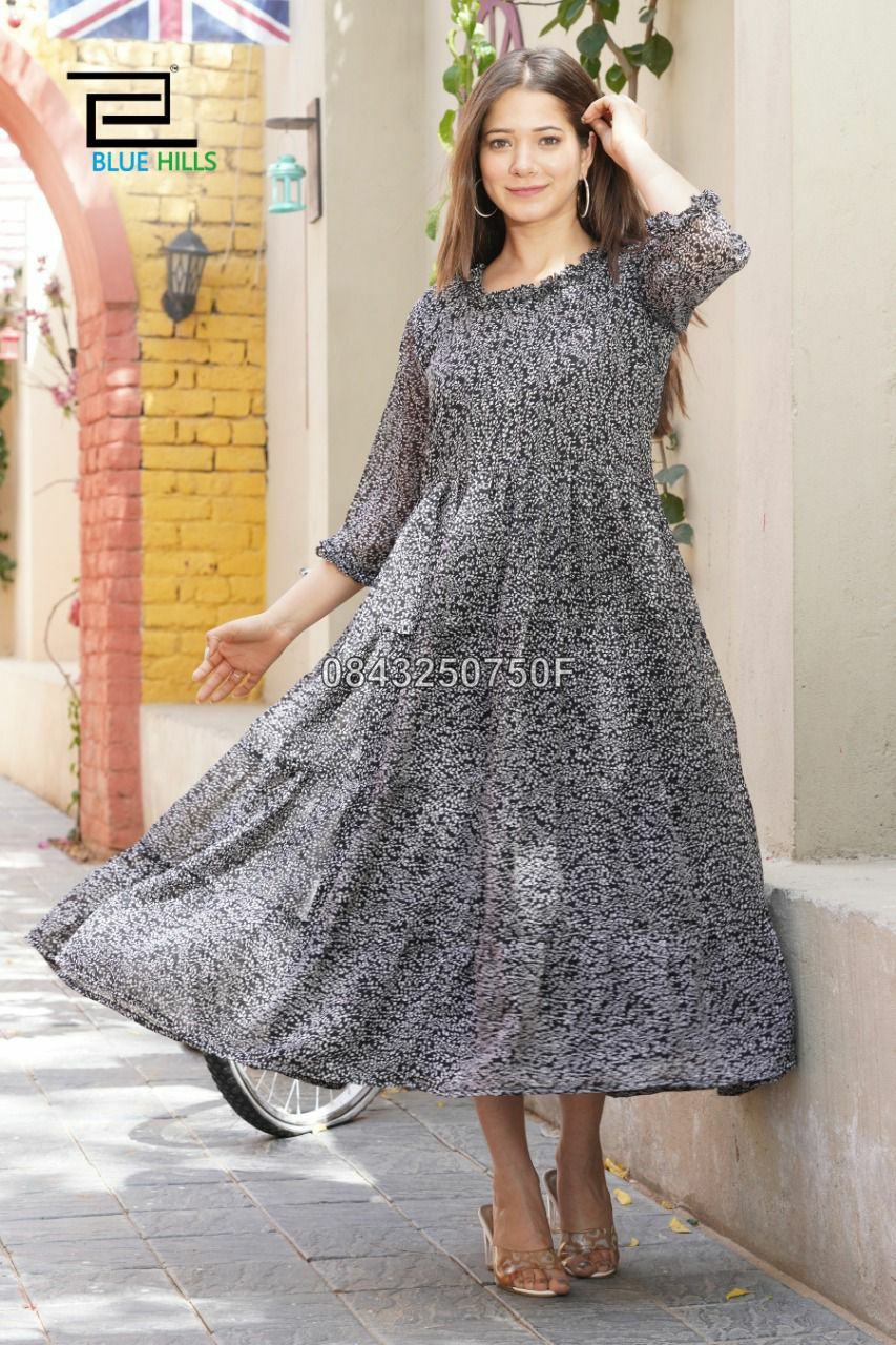 Heavy Georgette Printed Gowns for Women-SHK1134