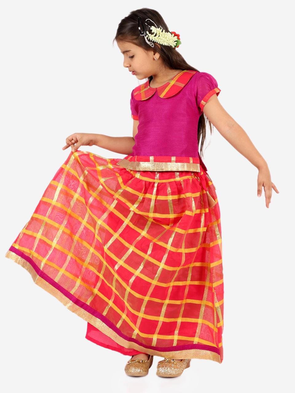 Silk Skirt Set for Girls-SHG1064