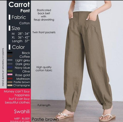 Women's Cotton Carrot Pants-SHBW1087