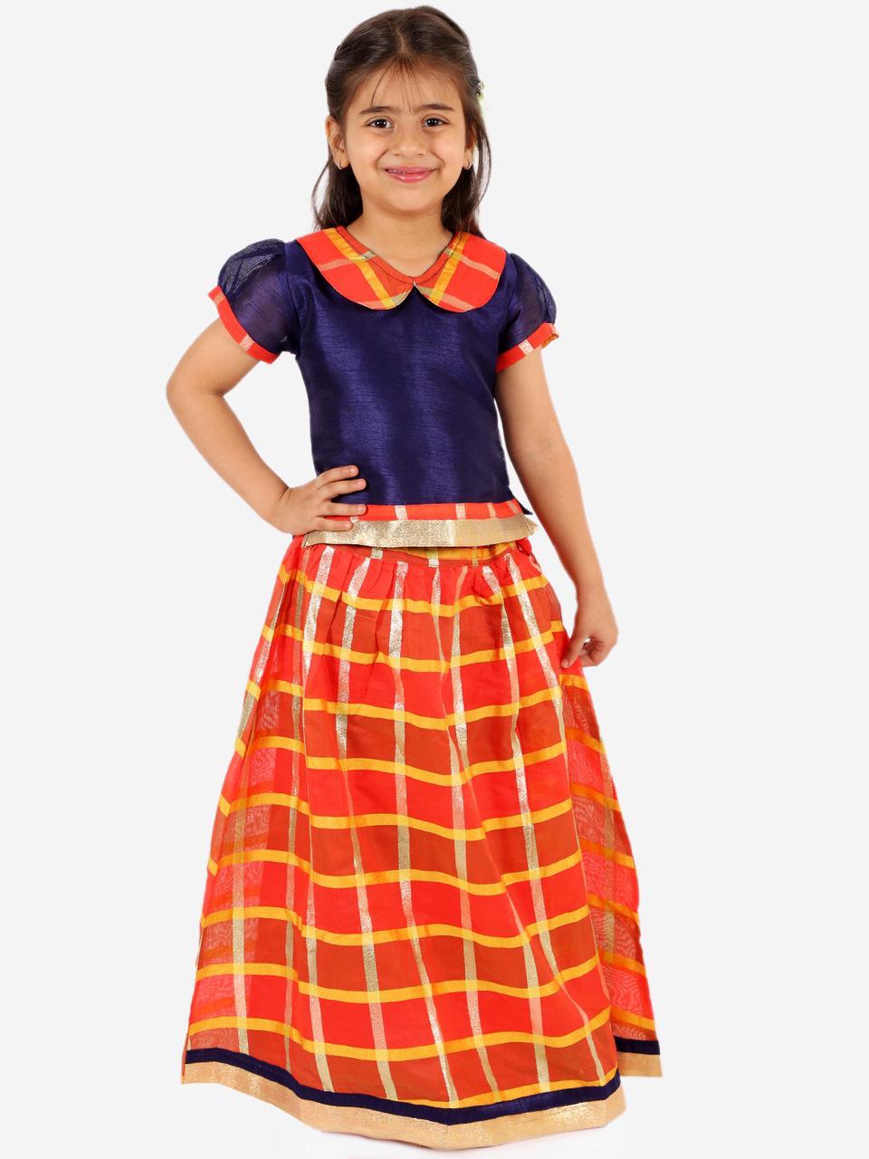 Silk Skirt Set for Girls-SHG1064