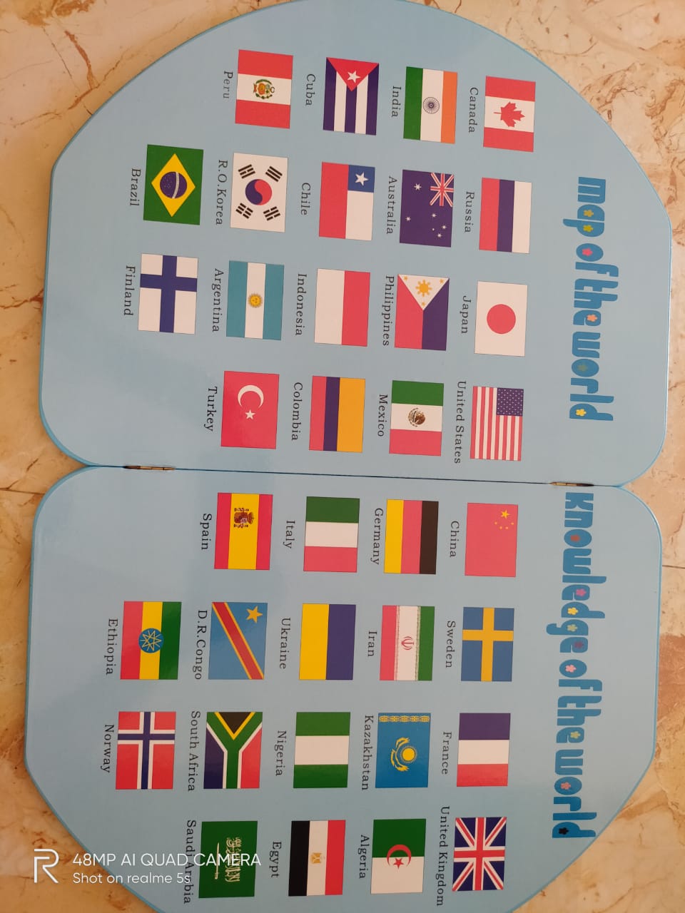 Wooden World Map with flags for Kids-SHTM1085