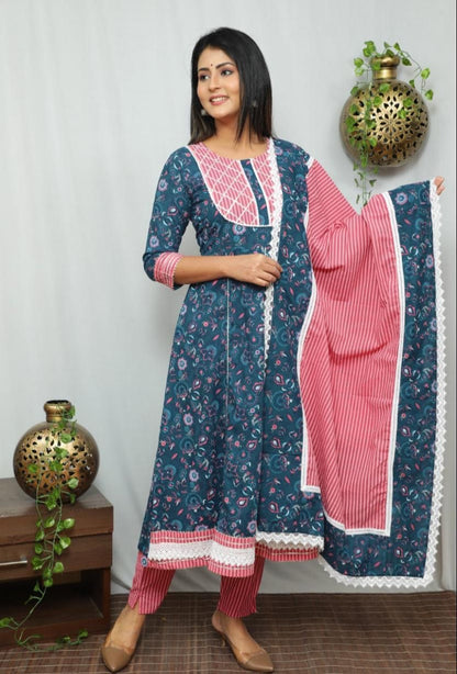 Casual Cotton Kurta Sets for Women-SHKS1109