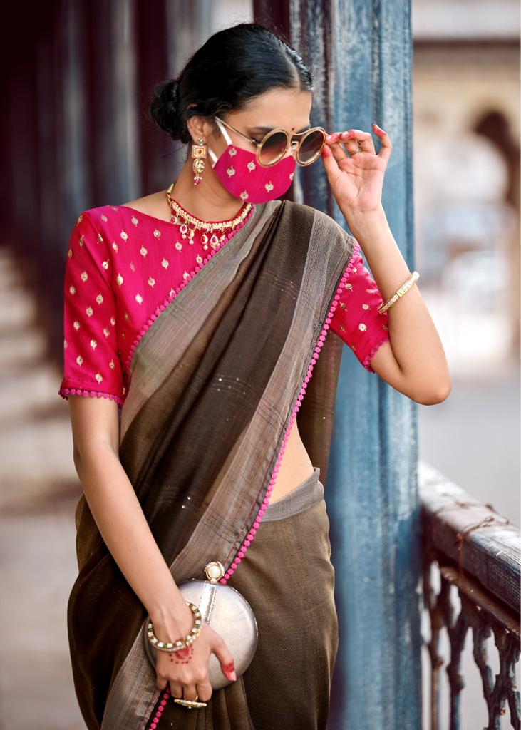 Ethnic Linen Silk Saree-SH0565