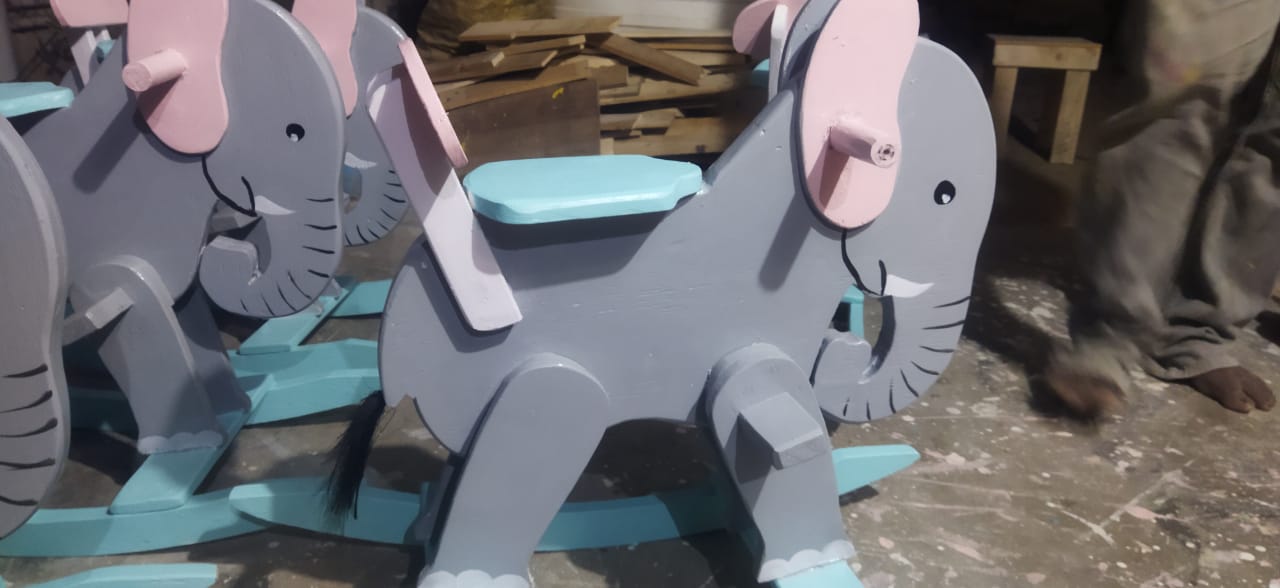 Wood Rocking Elephant for Kids - SHTM1148