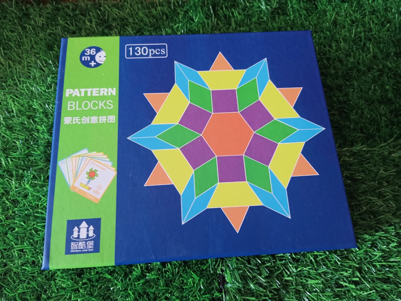 130 Pieces Colorful Pattern Blocks Toys for Kids-SHTM1133