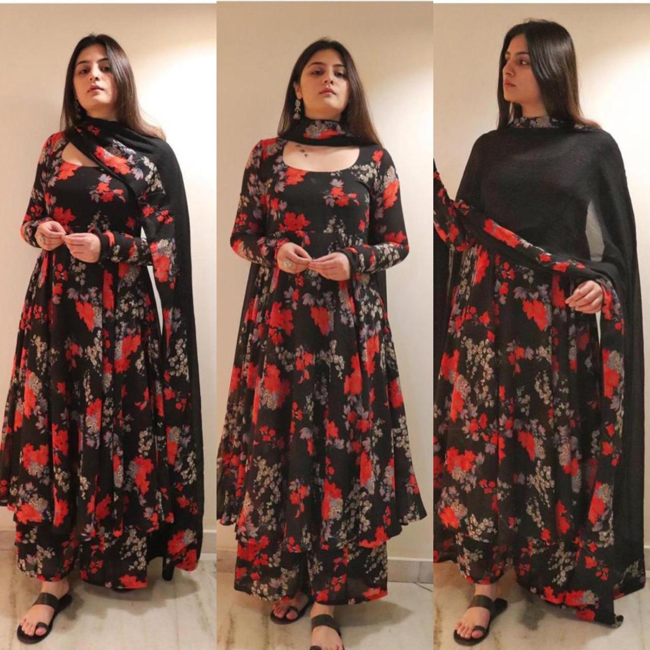 Elegant Long Kurti with Palazzo & Dupatta for Women-SHKS1074