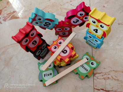 Wooden Happy Owl Balancing Stack Learning & Educational Toy for Kids-SHTM1000