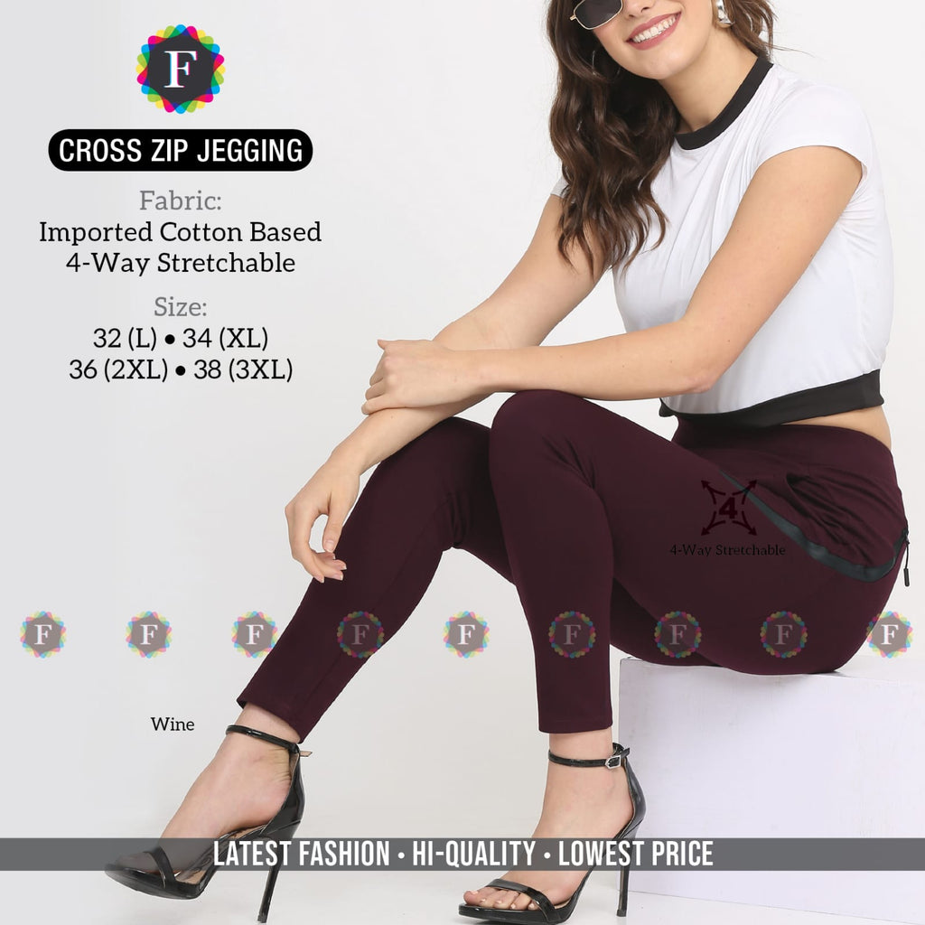 Stylish Cross Zip Jeggings -SHBW1090