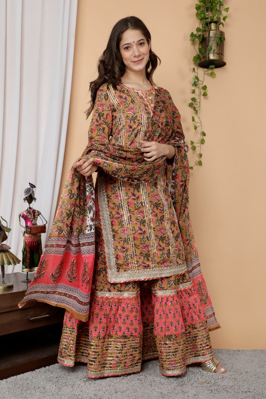 Ethnic Cotton Kurta Sets for Women-SHKS1110