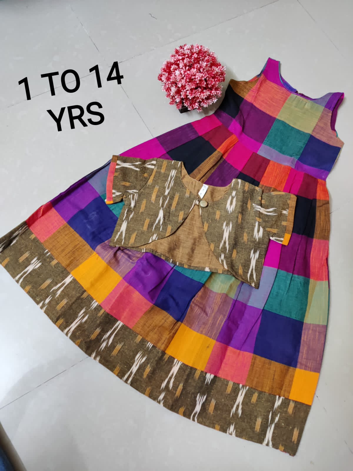 Handloom Fusion Frocks for Girls-SHG1063