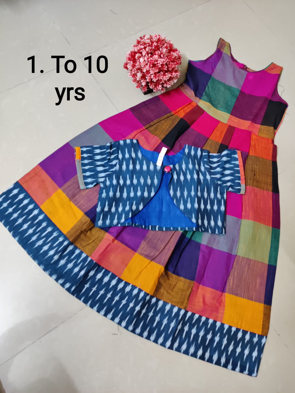 Handloom Fusion Frocks for Girls-SHG1063