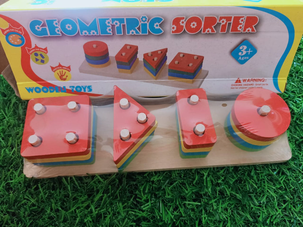 Wooden Angle Blocks Stacker Shape Sorter Column Puzzle for Kids - SHTM1043