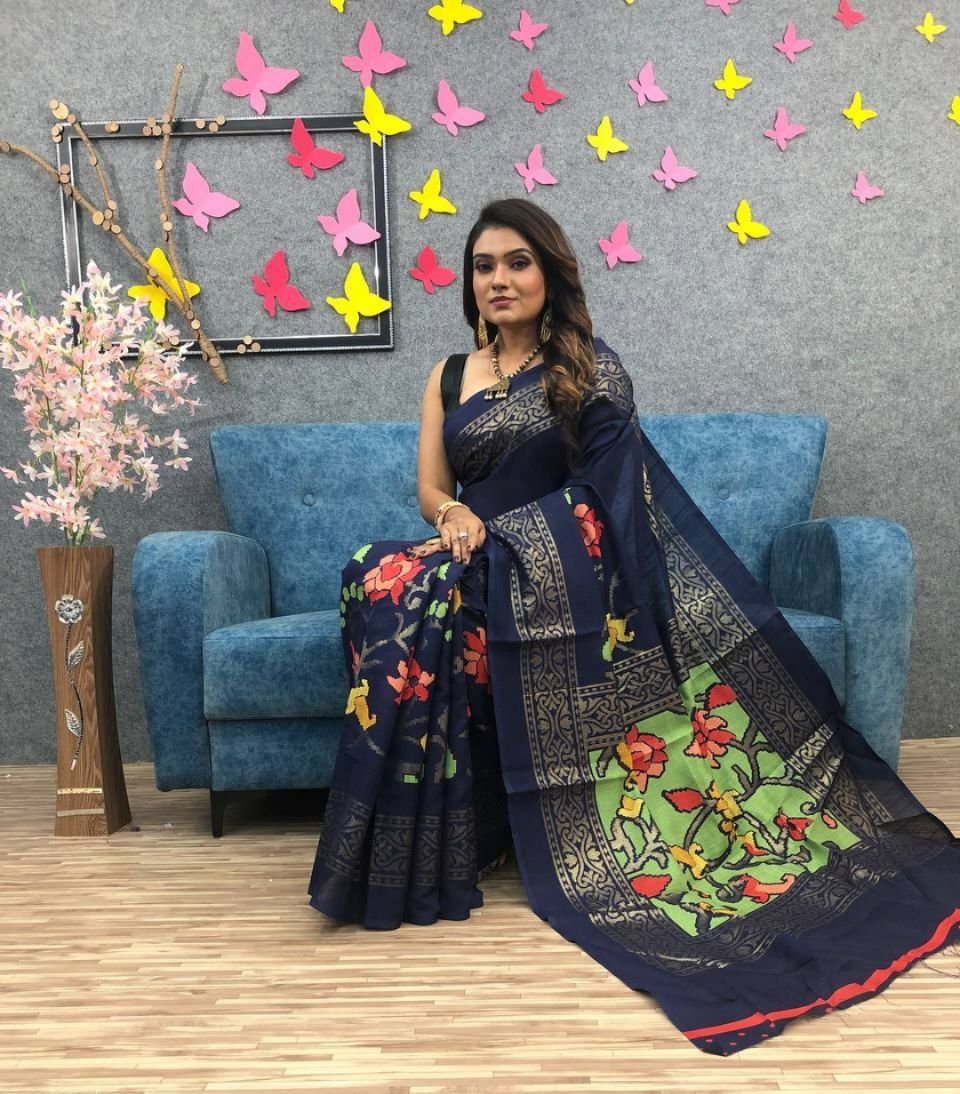 Soft Linen Saree Collections - SH0616