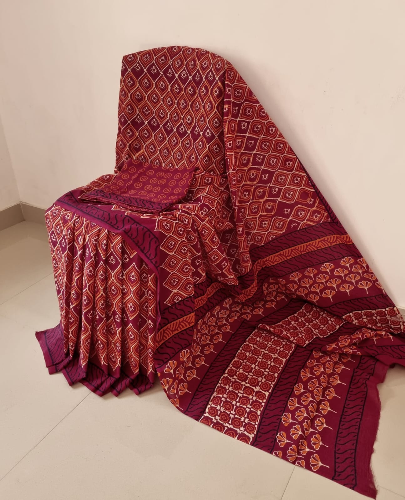 Beautiful Handblock Printed MulMul Saree Collections -SH0646
