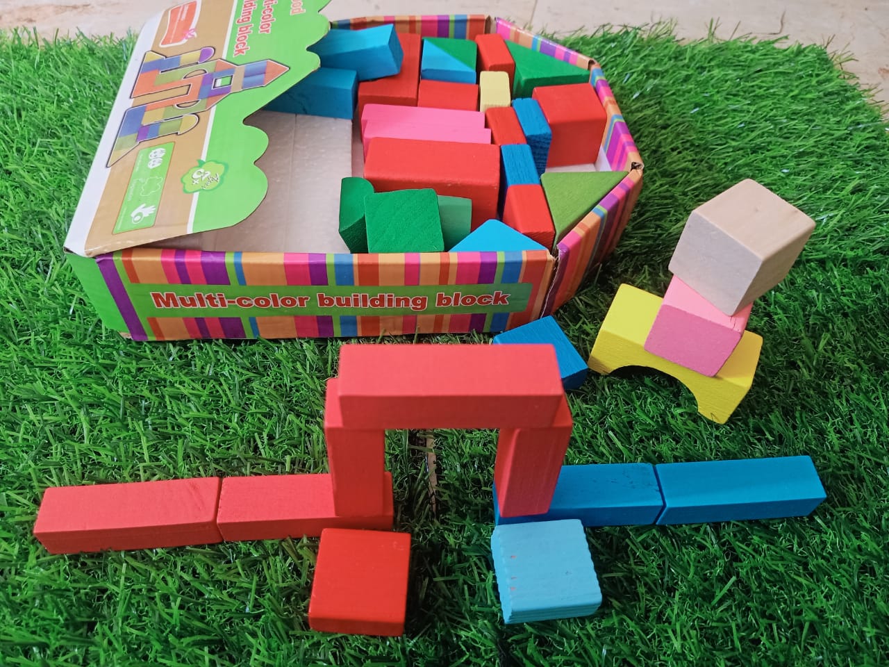 Wooden Multicolour Building Blocks for Kids - SHTM1057