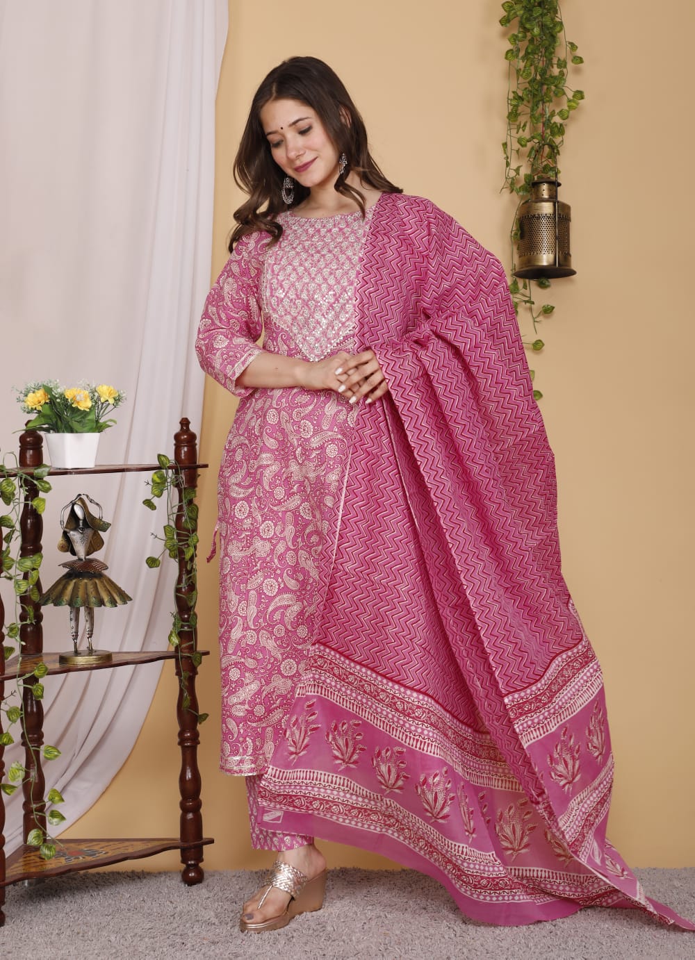 Premium Cotton Kurta Sets for Women-SHKS1148