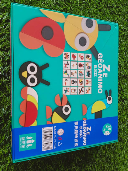 Geoanimo Animal Wooden Blocks Puzzles for Kids - SHTM1033