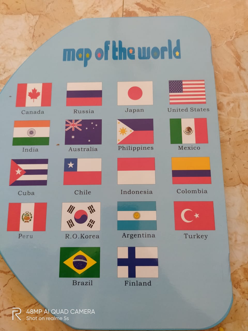 Wooden World Map with flags for Kids-SHTM1085