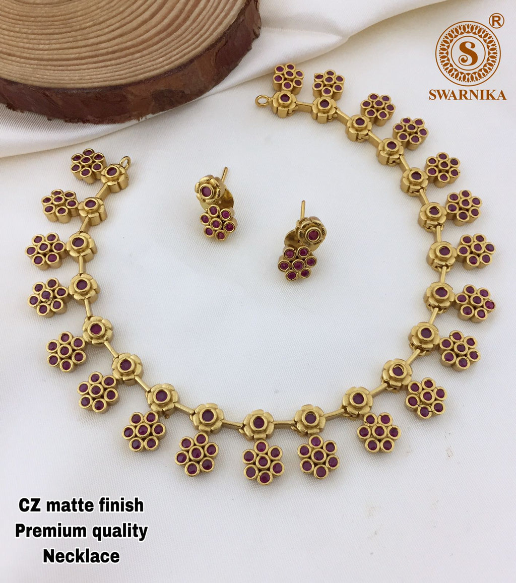 CZ Matte Finish Premium Quality Neck Set- SHJ1070