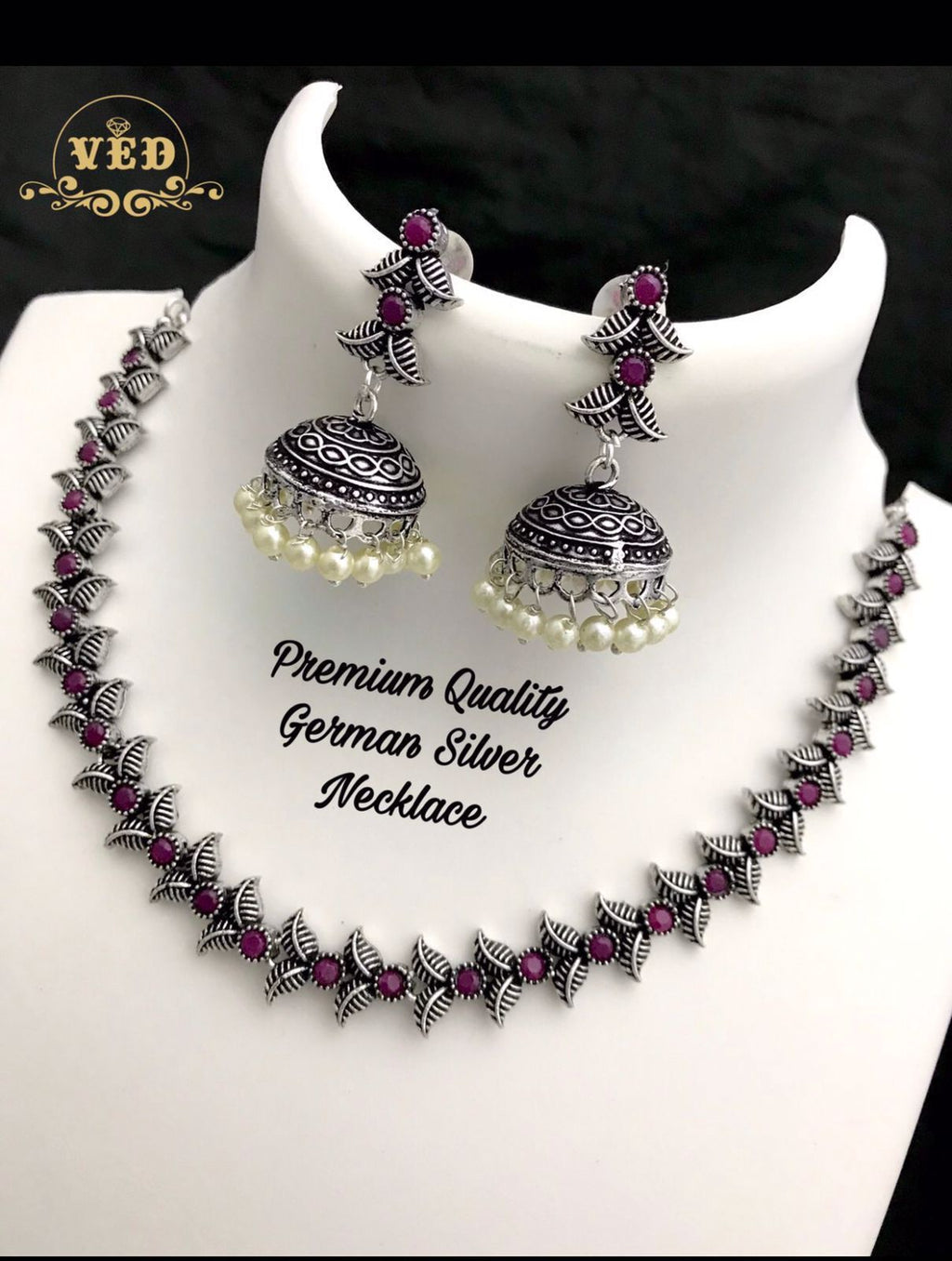 Elegant German Silver Neck Set - SHJ1107