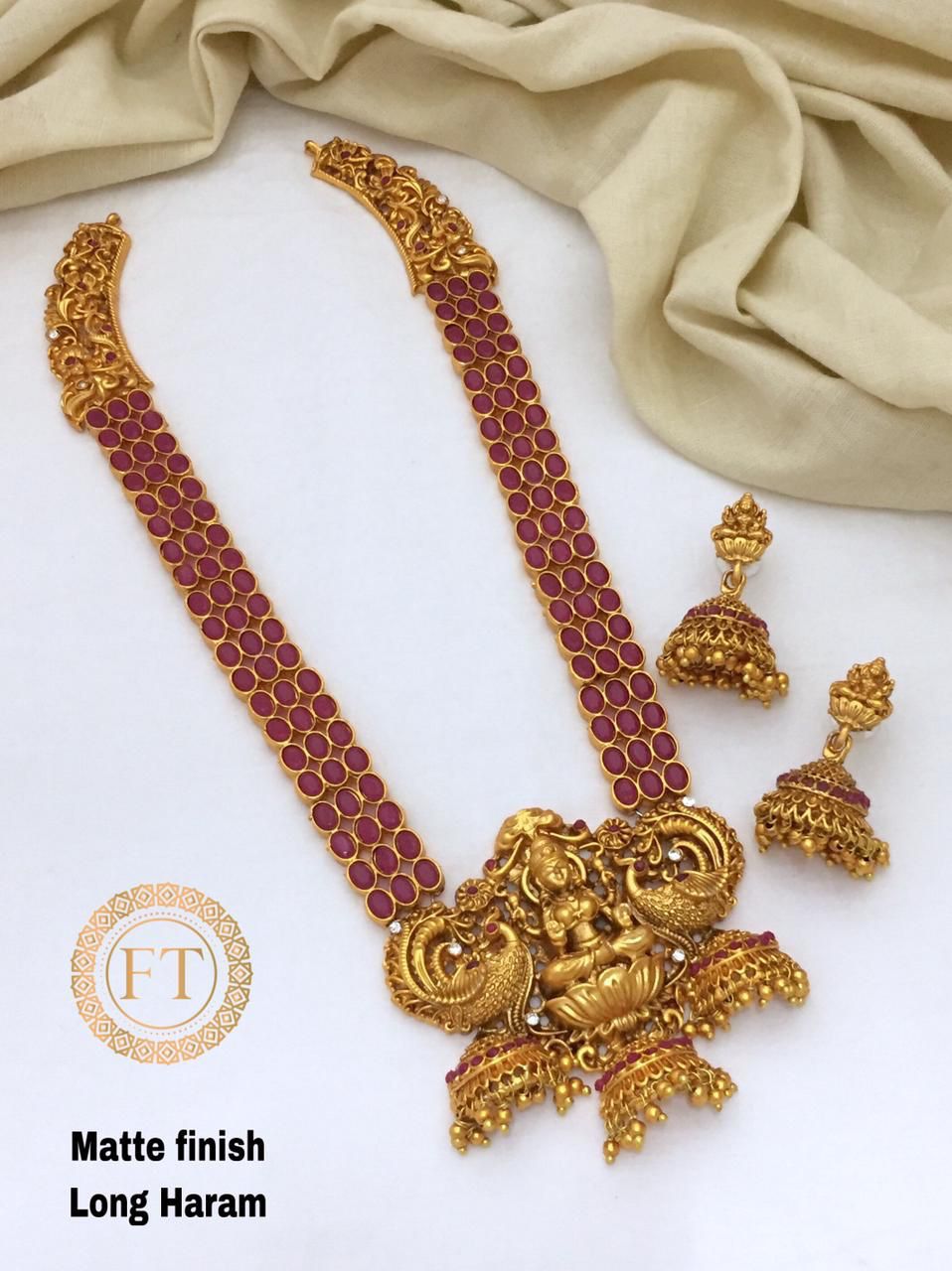 Beautiful Matte Finish Long Haram with Earring Set - SHJ1003